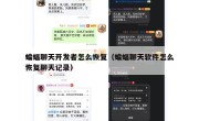 蝙蝠聊天开发者怎么恢复（蝙蝠聊天软件怎么恢复聊天记录）