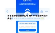 萝卜密聊登录要什么号（萝卜+专业聊天软件安卓）