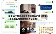 苹果6s手机怎么加密微信聊天记录（苹果6s手机怎么加密微信聊天记录呢）