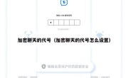 加密聊天的代号（加密聊天的代号怎么设置）
