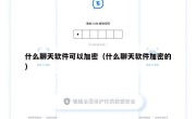 什么聊天软件可以加密（什么聊天软件加密的）