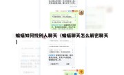 蝙蝠如何找别人聊天（蝙蝠聊天怎么解密聊天）