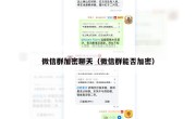 微信群加密聊天（微信群能否加密）