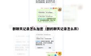 群聊天记录怎么加密（群的聊天记录怎么弄）