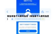 微信单独个人聊天加密（微信某个人聊天加密）