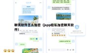 聊天软件怎么加密（jspp隐私加密聊天软件）