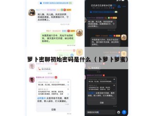 萝卜密聊初始密码是什么（卜萝卜萝蜜）