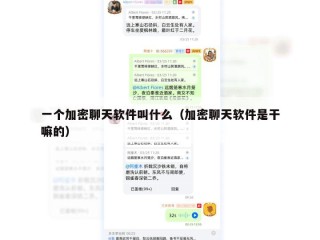 一个加密聊天软件叫什么（加密聊天软件是干嘛的）