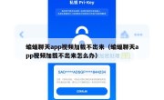 蝙蝠聊天app视频加载不出来（蝙蝠聊天app视频加载不出来怎么办）