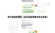 支付宝加密聊天（支付宝加密聊天怎么取消）
