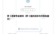 萝卜密聊专业聊天（萝卜蜜的功效与作用及图片）