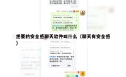 想要的安全感聊天软件叫什么（聊天有安全感）