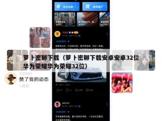 萝卜密聊下载（萝卜密聊下载安卓安卓32位华为荣耀华为荣耀32位）