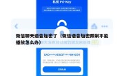 微信聊天语音加密了（微信语音加密限制不能播放怎么办）