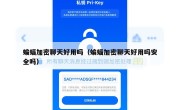 蝙蝠加密聊天好用吗（蝙蝠加密聊天好用吗安全吗）