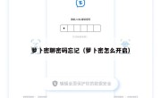 萝卜密聊密码忘记（萝卜密怎么开启）