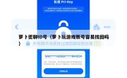 萝卜密聊ID号（萝卜玩游戏账号容易找回吗）