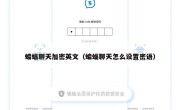 蝙蝠聊天加密英文（蝙蝠聊天怎么设置密语）