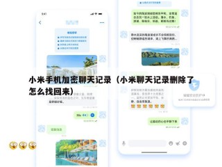 小米手机加密聊天记录（小米聊天记录删除了怎么找回来）