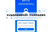 可以加密的语音聊天软件（什么软件加密聊天）