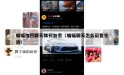 蝙蝠加密聊天如何加密（蝙蝠聊天怎么设置密语）