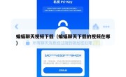 蝙蝠聊天视频下载（蝙蝠聊天下载的视频在哪）
