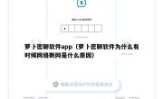 萝卜密聊软件app（萝卜密聊软件为什么有时候网络断网是什么原因）
