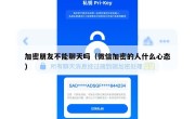 加密朋友不能聊天吗（微信加密的人什么心态）