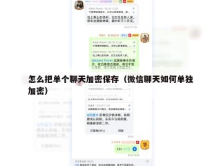 怎么把单个聊天加密保存（微信聊天如何单独加密）