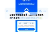 加密聊天翻译成英语（secret加密聊天软件怎么样）