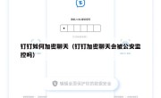 钉钉如何加密聊天（钉钉加密聊天会被公安监控吗）