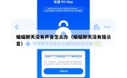 蝙蝠聊天没有声音怎么办（蝙蝠聊天没有提示音）