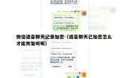 微信语音聊天记录加密（语音聊天已加密怎么才能恢复听呢）