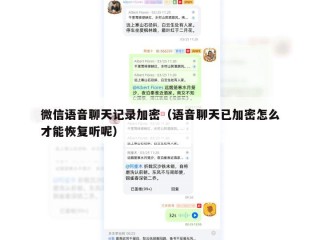 微信语音聊天记录加密（语音聊天已加密怎么才能恢复听呢）